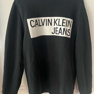Men Calvin Klein Black Crewneck Sweater Minimalist Design